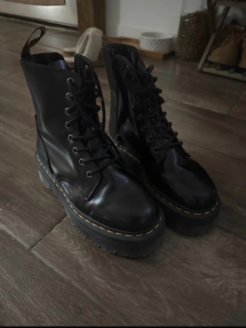 Dr. Martens Black Platform Lace-Up Combat Boots